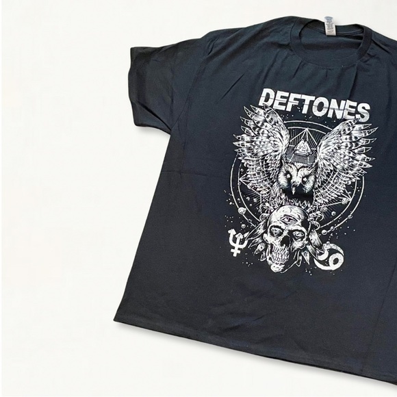 💚NEW Deftones Diamond Eyes Skull Owl 2002 Tour Band Tee Gojira Graphic T-Shirt - Picture 5 of 10